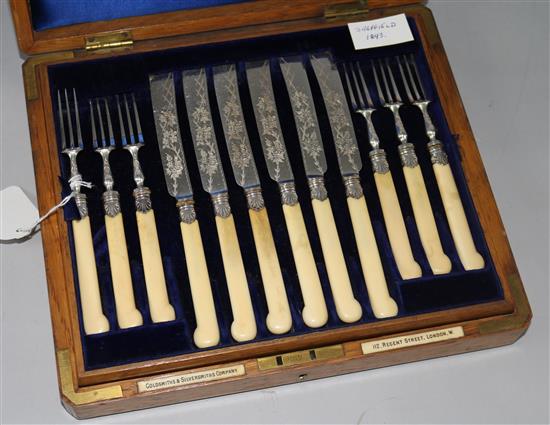 A set of twelve pairs of Victorian silver fruit eaters, Sheffield 1893